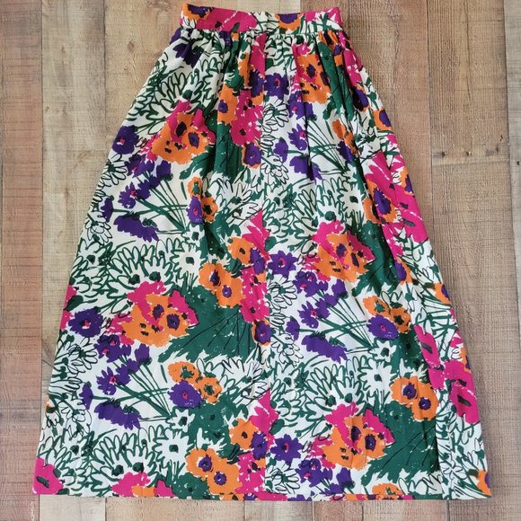 Vera Neumann Vivid Floral Long Skirt - Picture 2 of 14